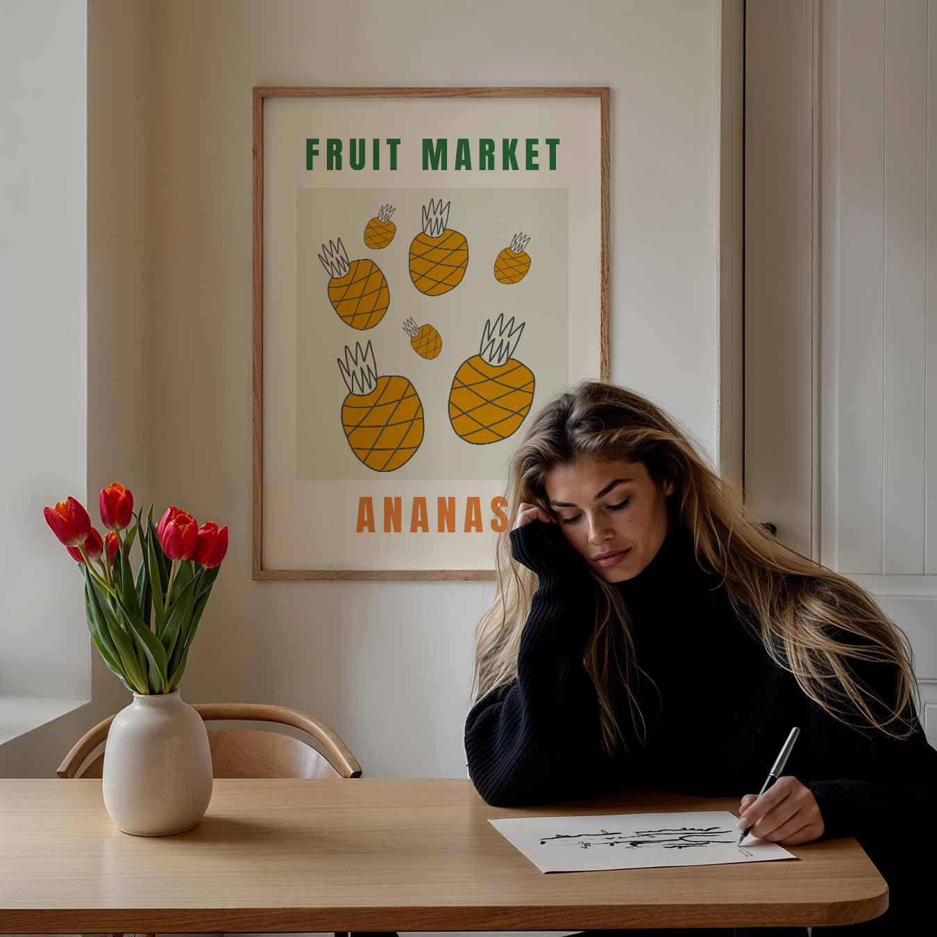 Vrolijke Fruitmarkt Ananas Poster