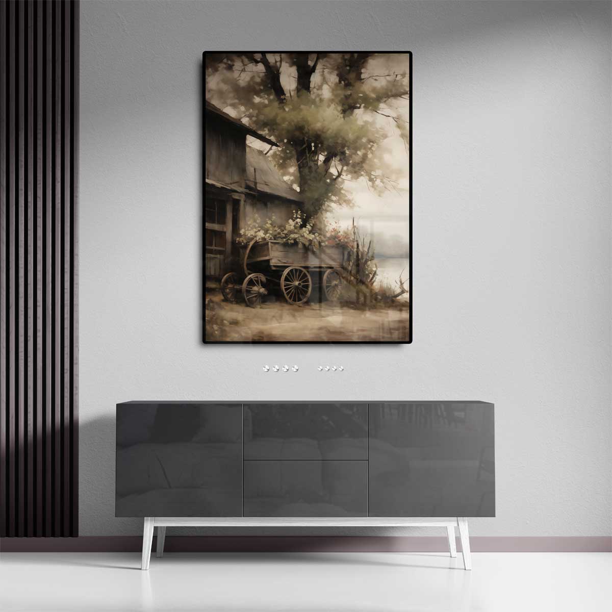 De Rustieke Bloemenkar Kunstwerk-canvas-dibond-plexiglas-wanddecoratie-WallArtistic