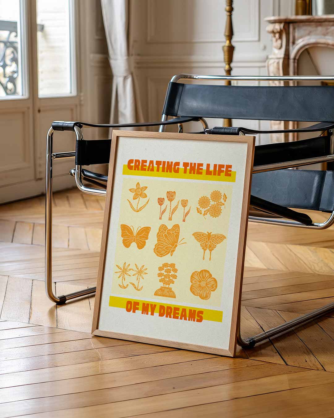 Dromerige Bloemen en Vlinders Poster