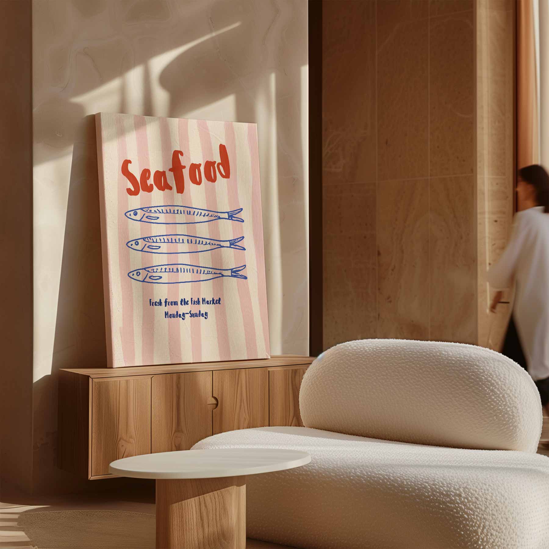 Seafood Marktplaats Poster Kunstwerk-canvas-dibond-plexiglas-wanddecoratie-WallArtistic