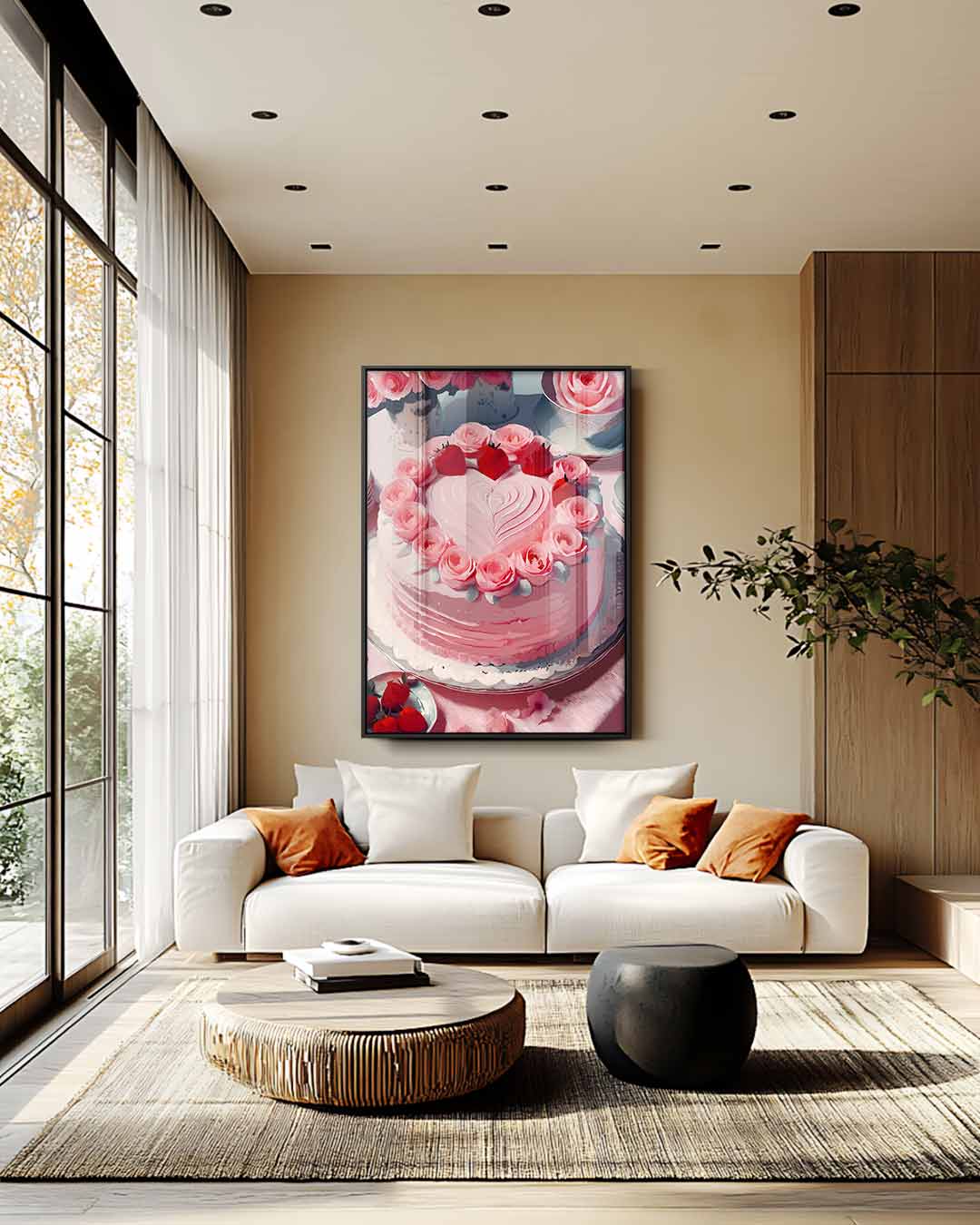 Romantische Rozen Taart Kunstwerk-canvas-dibond-plexiglas-wanddecoratie-WallArtistic