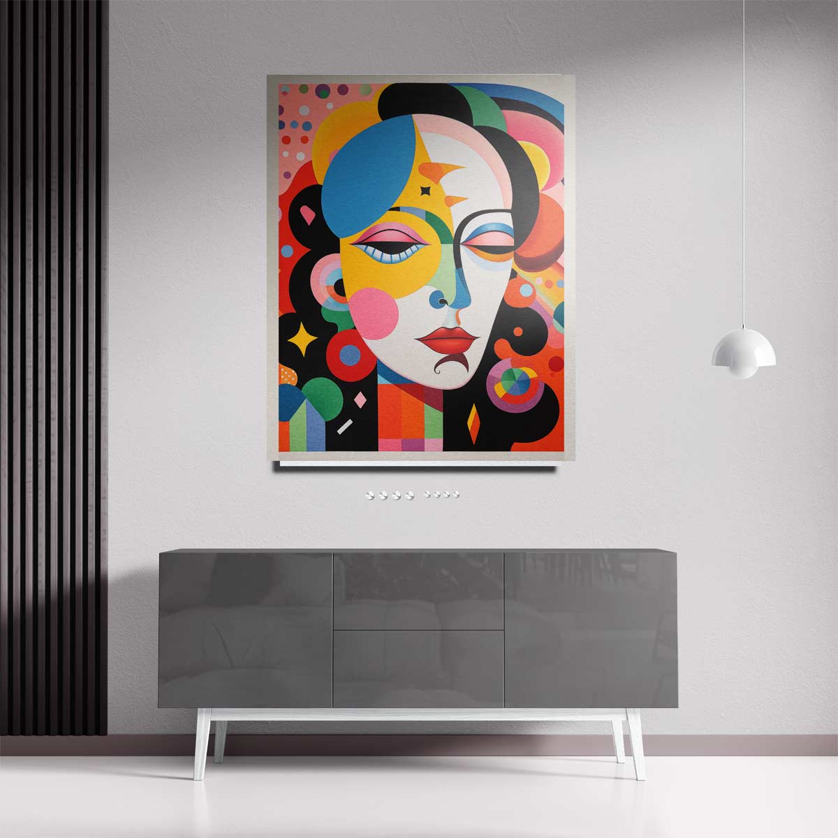 Kleurrijke Dromenportret Kunstwerk-canvas-dibond-plexiglas-wanddecoratie-WallArtistic