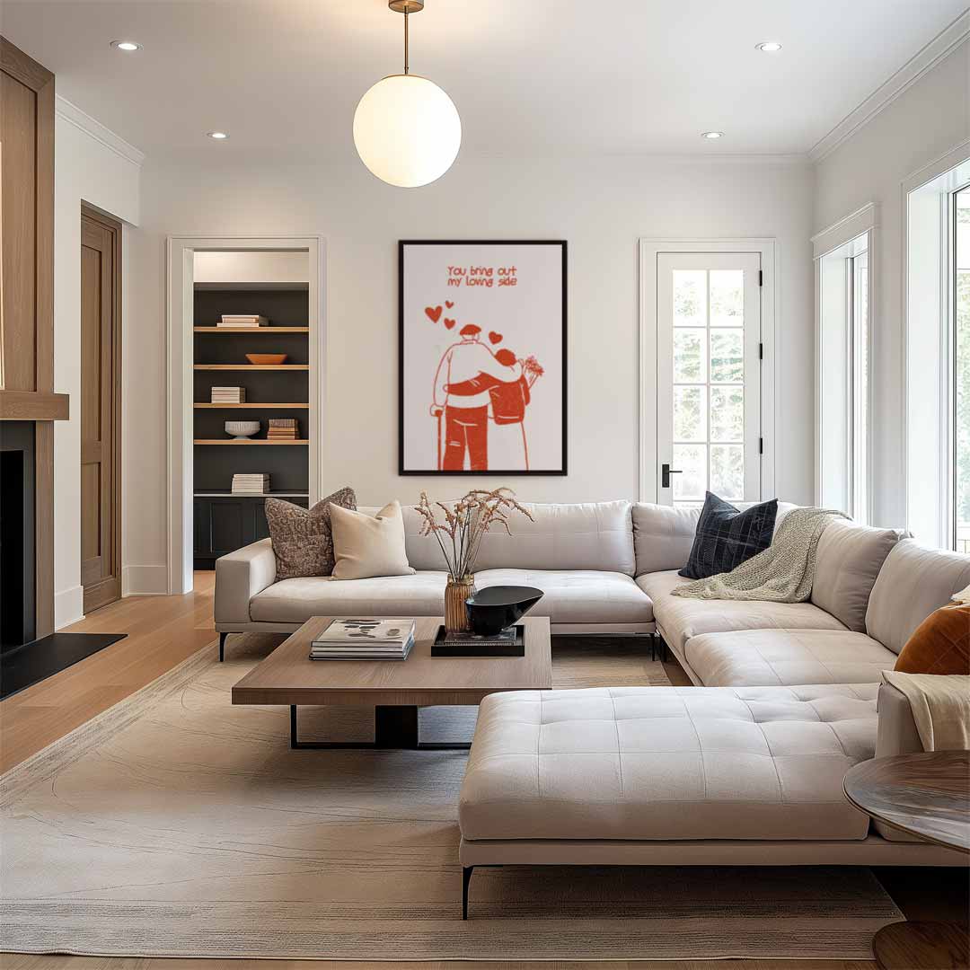 Liefdevolle Omarming Illustratie Kunstwerk-canvas-dibond-plexiglas-wanddecoratie-WallArtistic