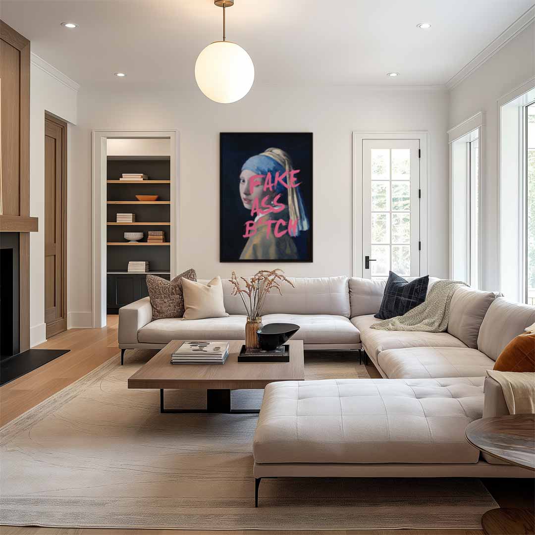 Moderne Meisje met de Parel Kunstwerk-canvas-dibond-plexiglas-wanddecoratie-WallArtistic