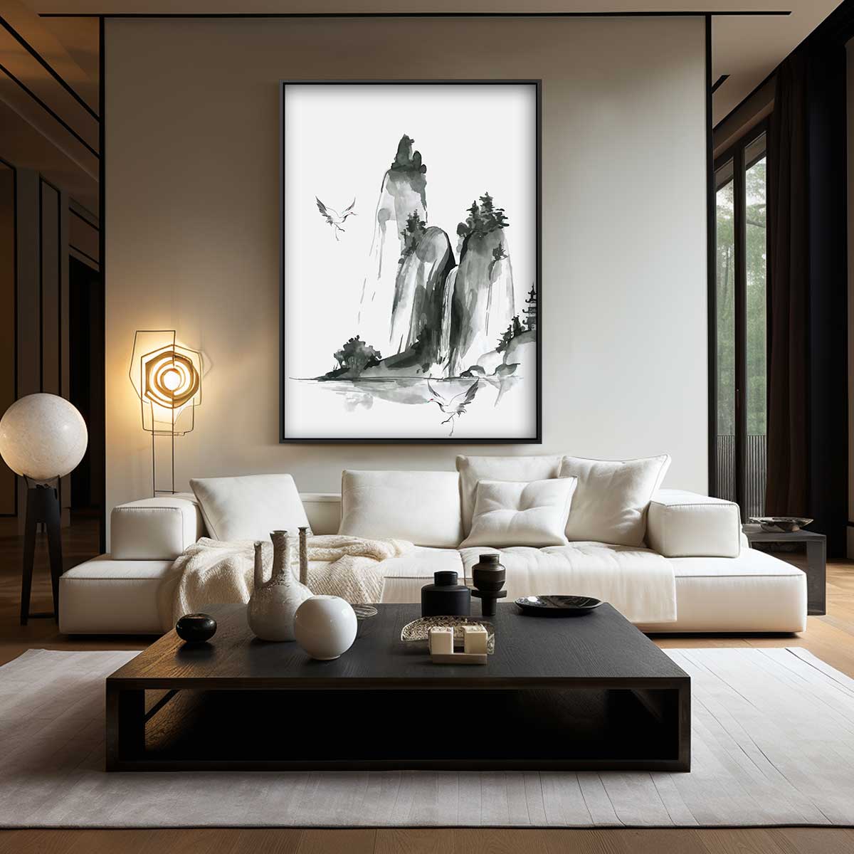 Monochrome Berglandschap Kunstwerk-canvas-dibond-plexiglas-wanddecoratie-WallArtistic
