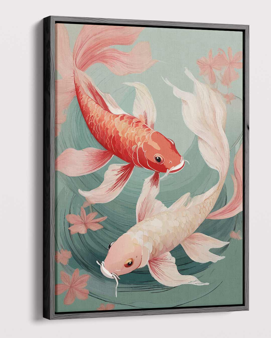 Koi Vissen in Stroom Kunstwerk-canvas-dibond-plexiglas-wanddecoratie-WallArtistic