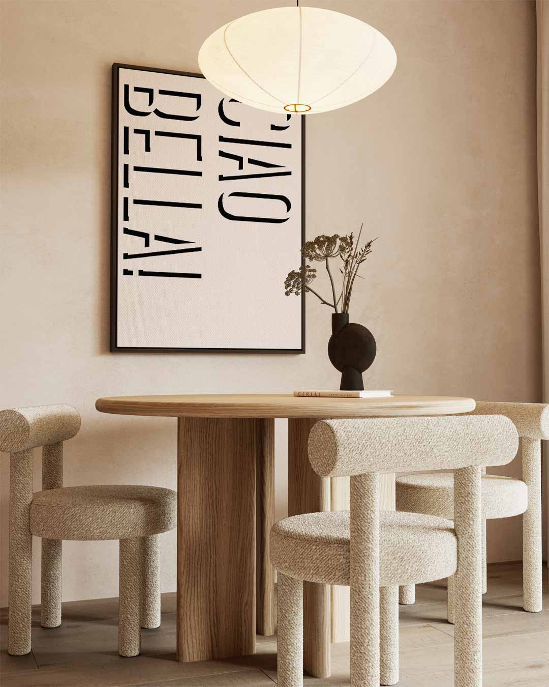 Ciao Bella Typografie Poster Kunstwerk-canvas-dibond-plexiglas-wanddecoratie-WallArtistic
