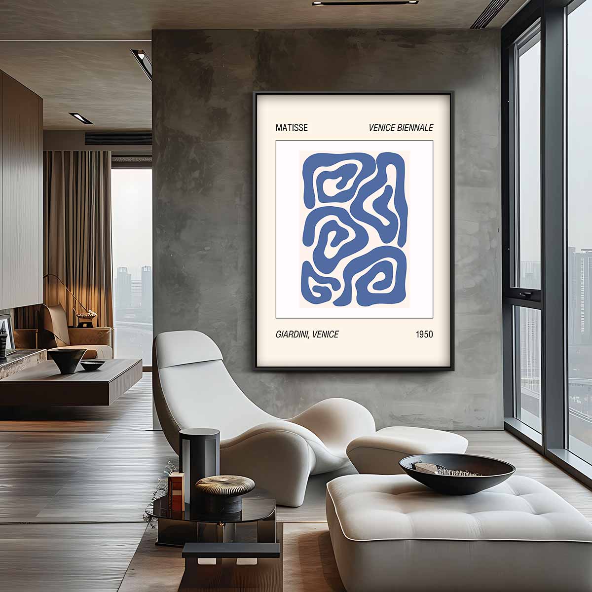 Abstracte Blauwe Patronen Kunstwerk-canvas-dibond-plexiglas-wanddecoratie-WallArtistic