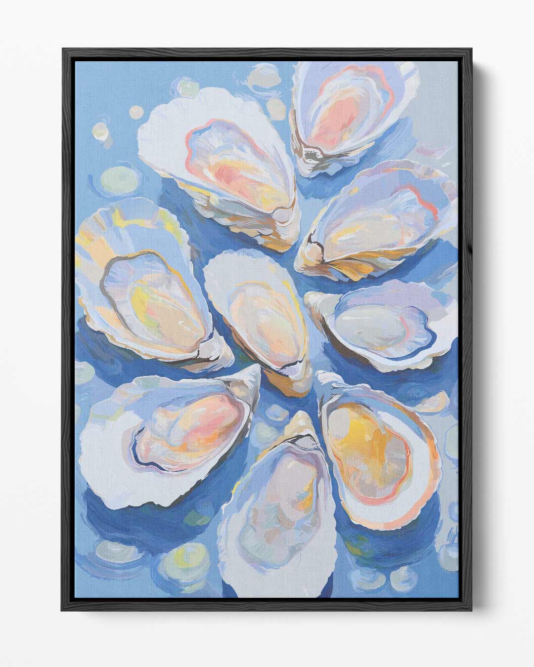 Dromerige Oesters op Blauw Kunstwerk-canvas-dibond-plexiglas-wanddecoratie-WallArtistic