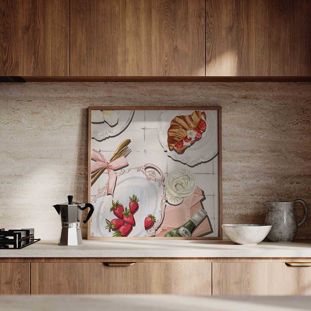 Ontbijt met aardbeien Poster