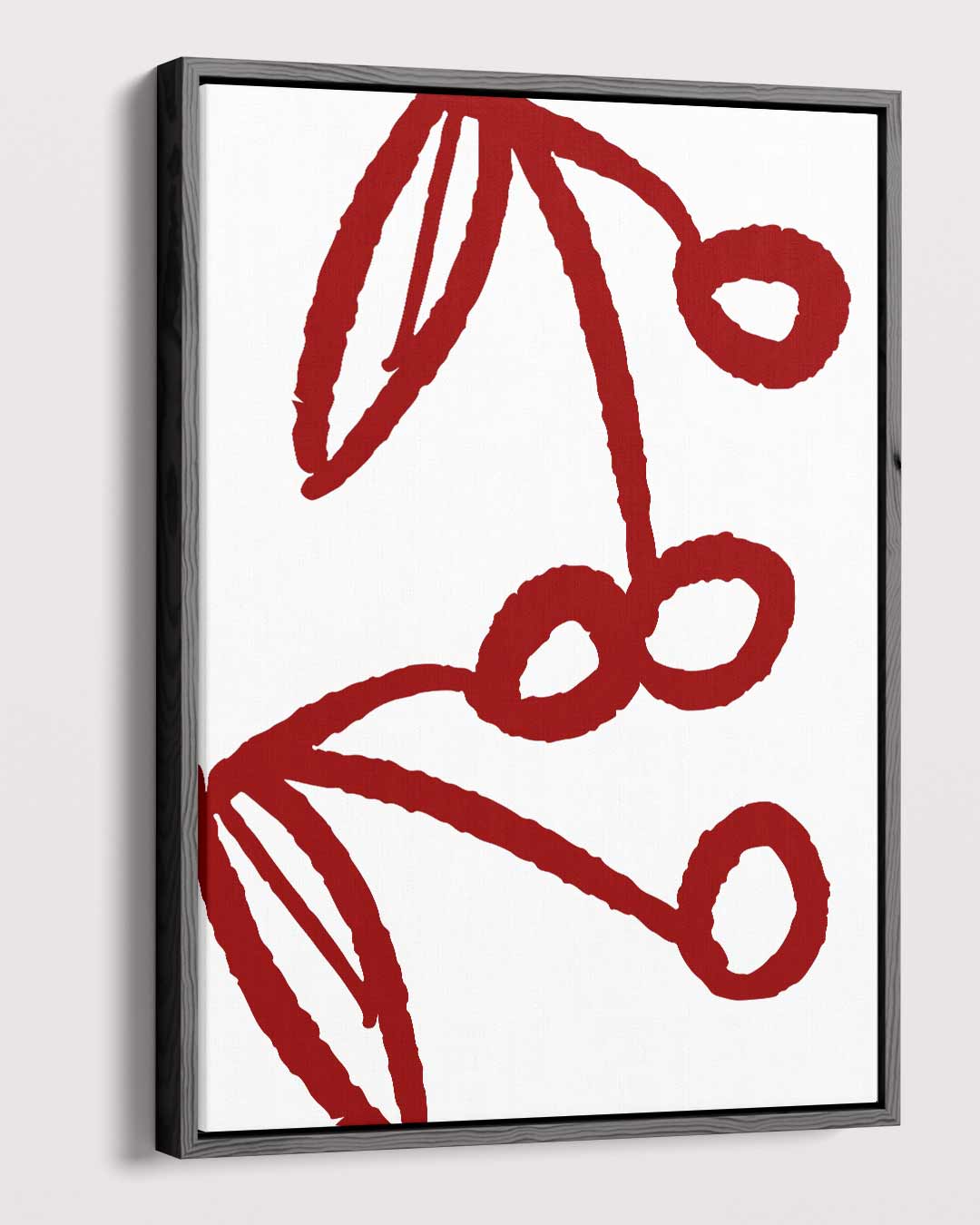 Speelse Kersenlijntekening Kunstwerk-canvas-dibond-plexiglas-wanddecoratie-WallArtistic