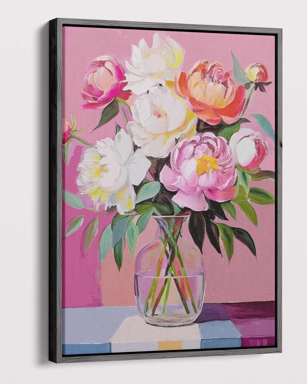 Vrolijke Bloemenpracht in Vaasje Kunstwerk-canvas-dibond-plexiglas-wanddecoratie-WallArtistic