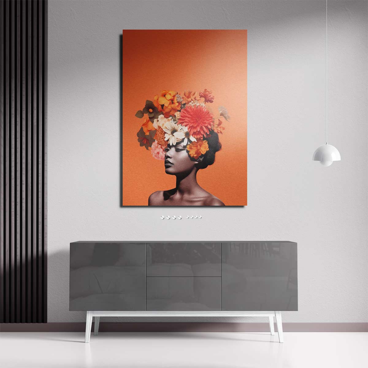 Bloemenfantasie Portret Kunstwerk-canvas-dibond-plexiglas-wanddecoratie-WallArtistic