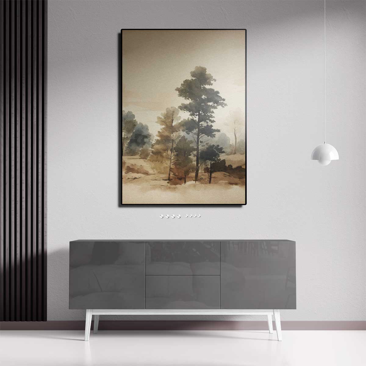 Tijdloze Boslandschap Aquarel Kunstwerk-canvas-dibond-plexiglas-wanddecoratie-WallArtistic