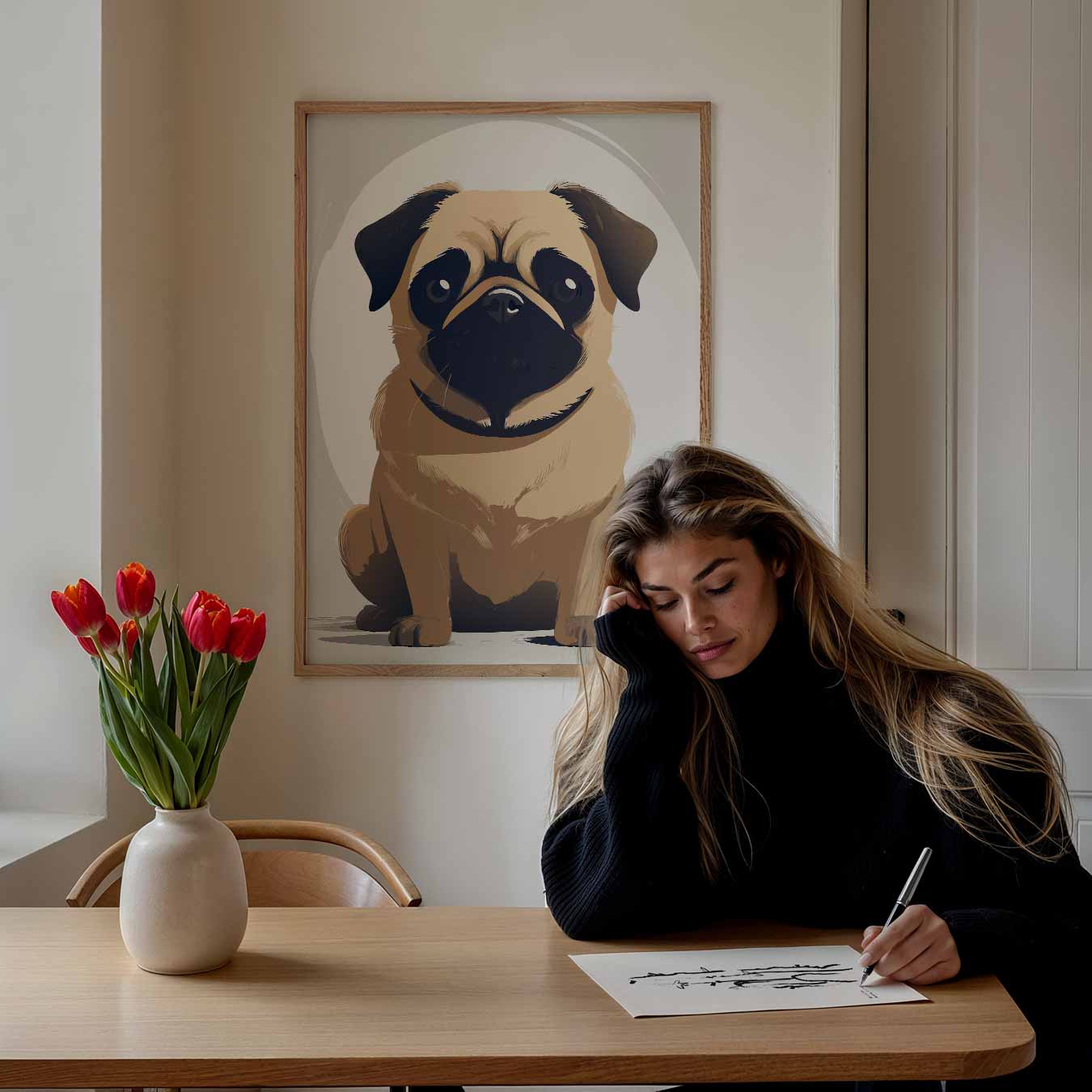 Schattige Mopshond Illustratie Poster