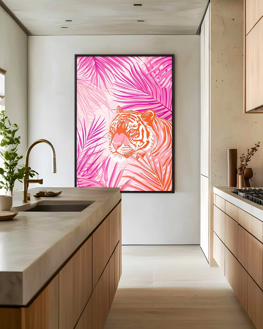 Kleurrijke Tijger in de Jungle Kunstwerk-canvas-dibond-plexiglas-wanddecoratie-WallArtistic