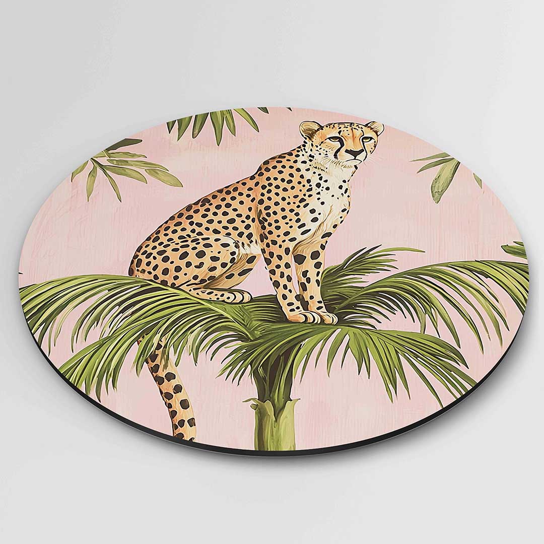 Luipaard op palm Muurcirkel