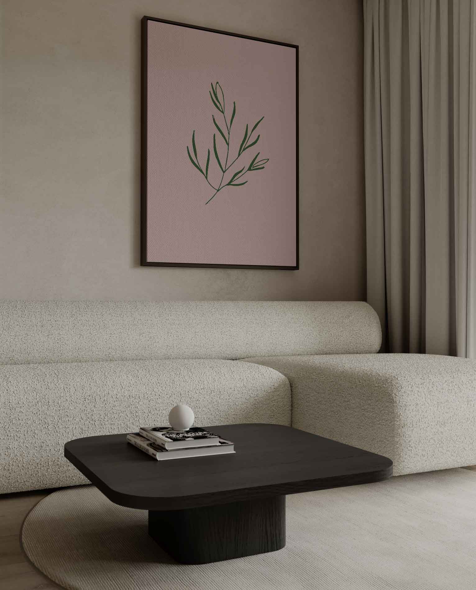 Botanische Simpliciteit op Roze Kunstwerk-canvas-dibond-plexiglas-wanddecoratie-WallArtistic