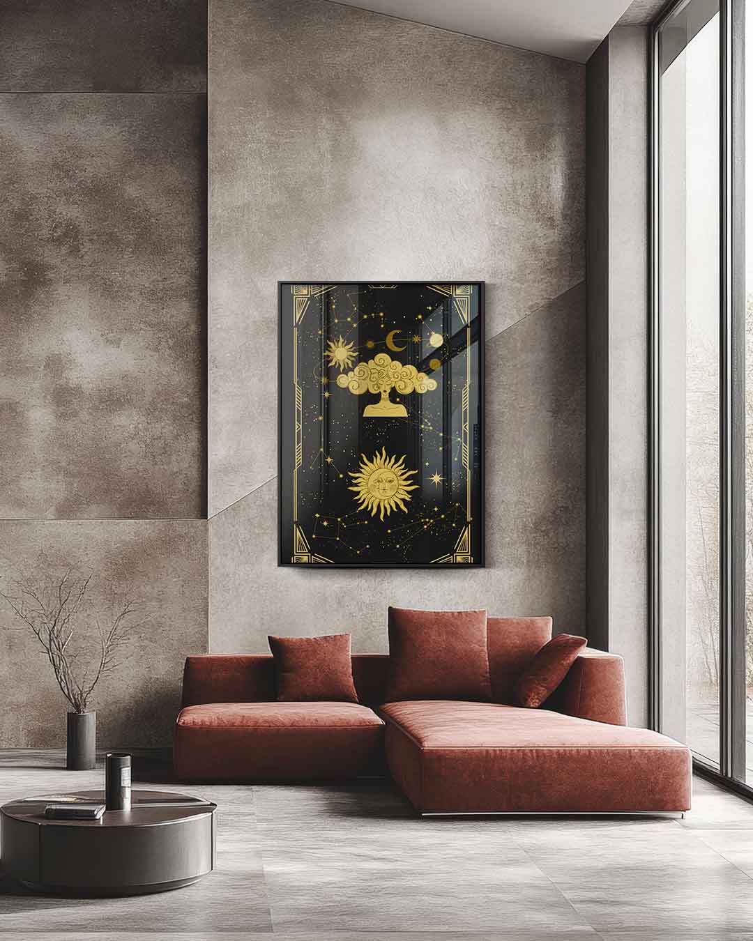 Gouden Sterrenhemel Kunstwerk Kunstwerk-canvas-dibond-plexiglas-wanddecoratie-WallArtistic