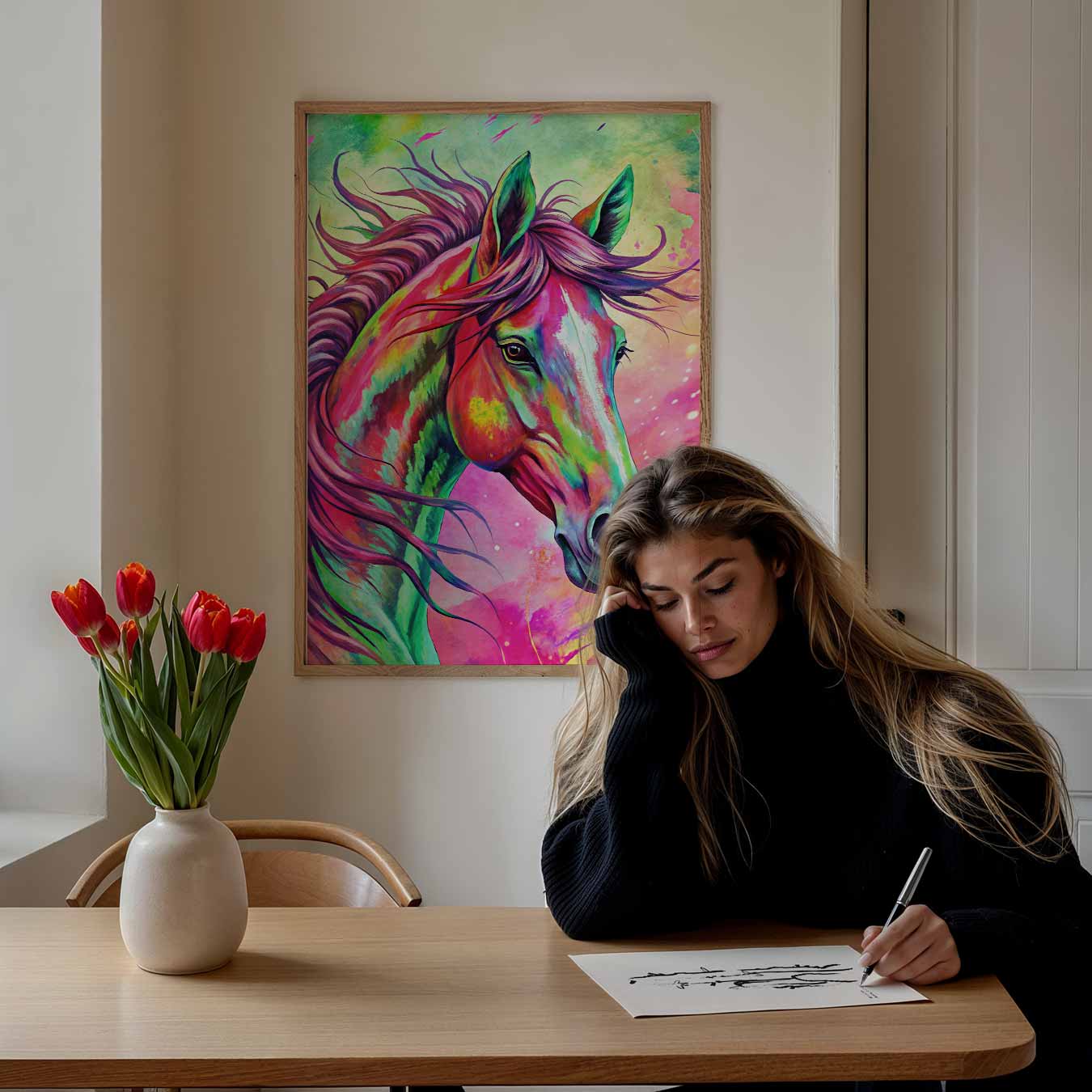 Kleurvolle Paardenkracht Poster-WallArtistic