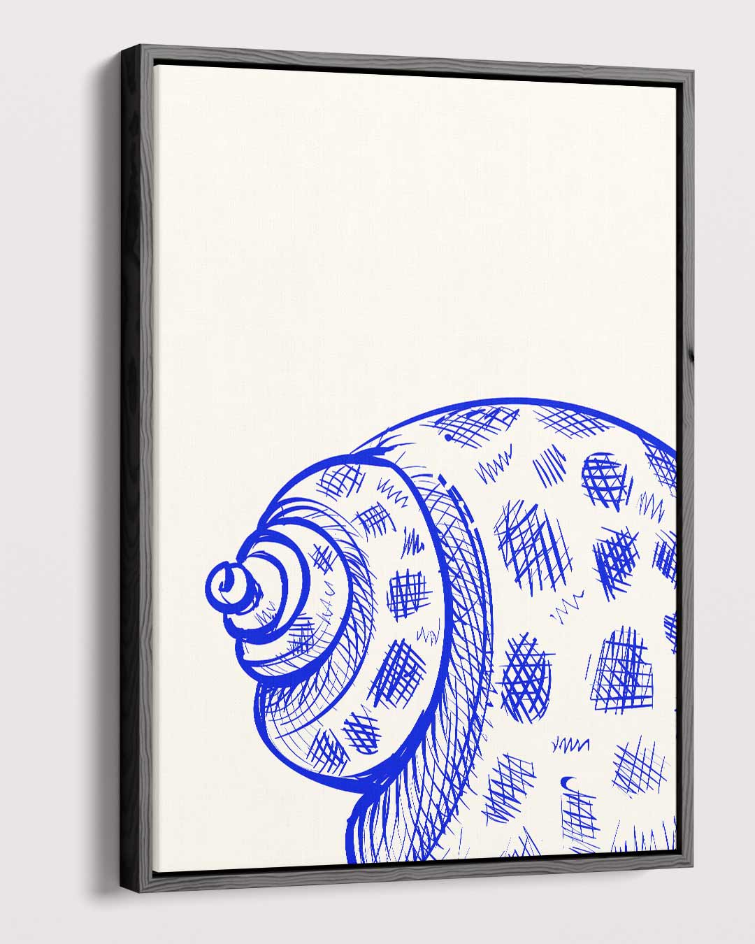 Blauwe Schelp Schets Kunstwerk-canvas-dibond-plexiglas-wanddecoratie-WallArtistic