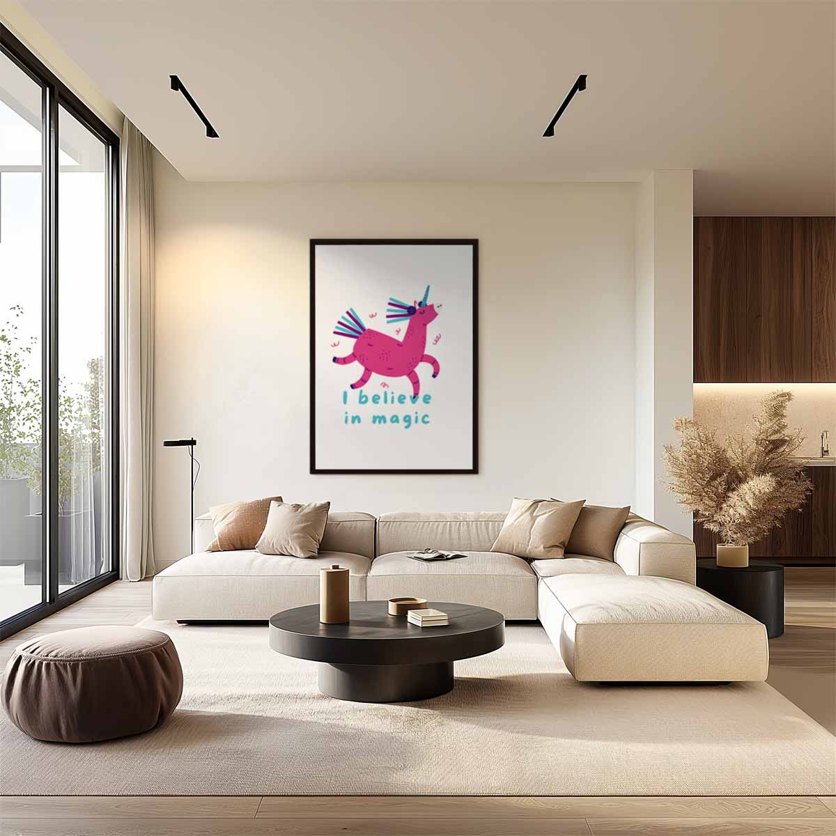 Magische Eenhoorn Illustratie Kunstwerk-canvas-dibond-plexiglas-wanddecoratie-WallArtistic
