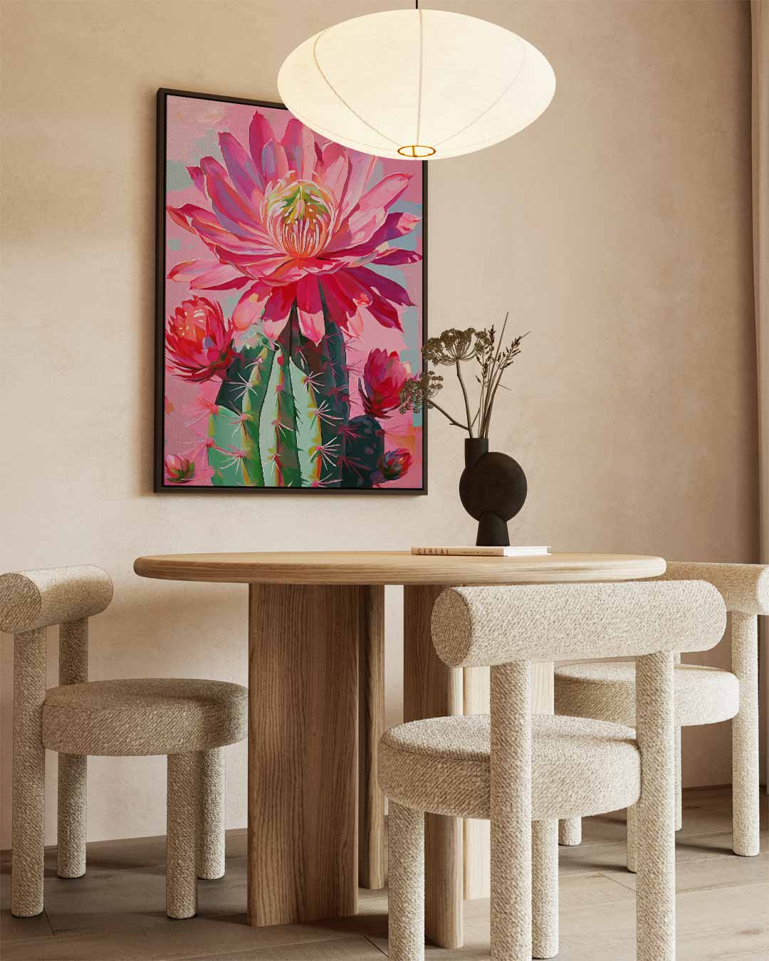 Bloeiende Cactus in Levendige Kleuren Kunstwerk-canvas-dibond-plexiglas-wanddecoratie-WallArtistic