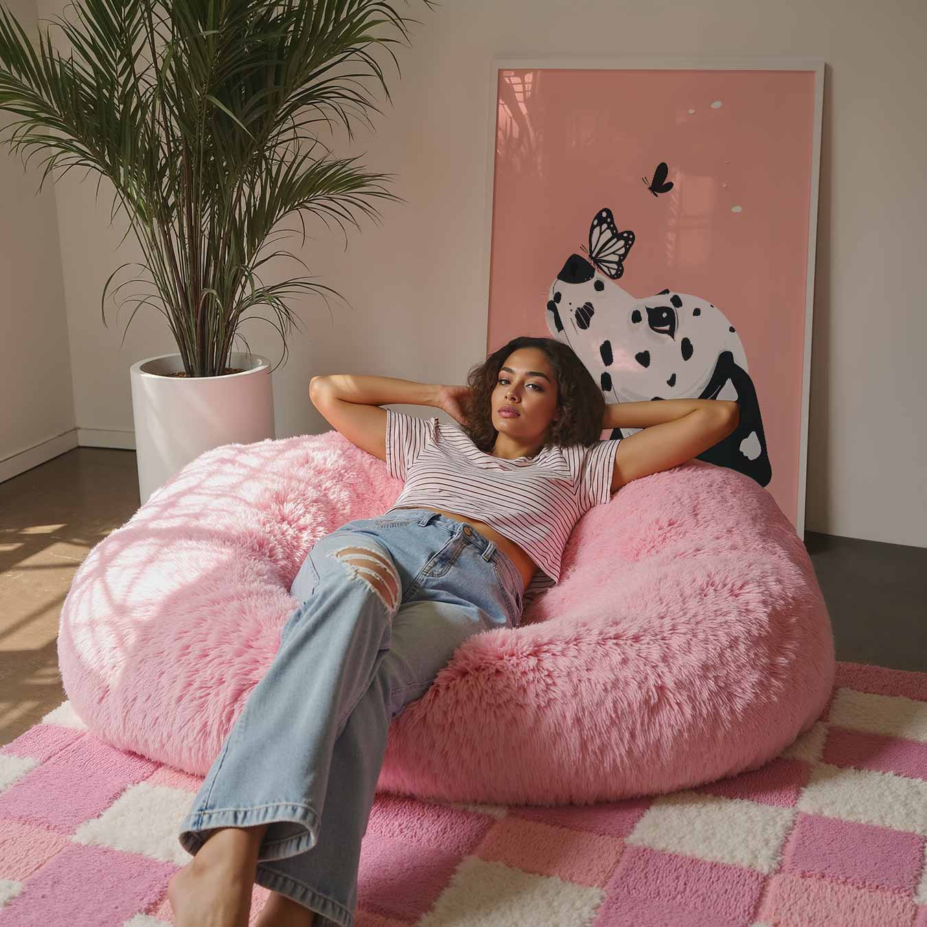 Vrolijke Dalmatier en Vlinders Poster-WallArtistic