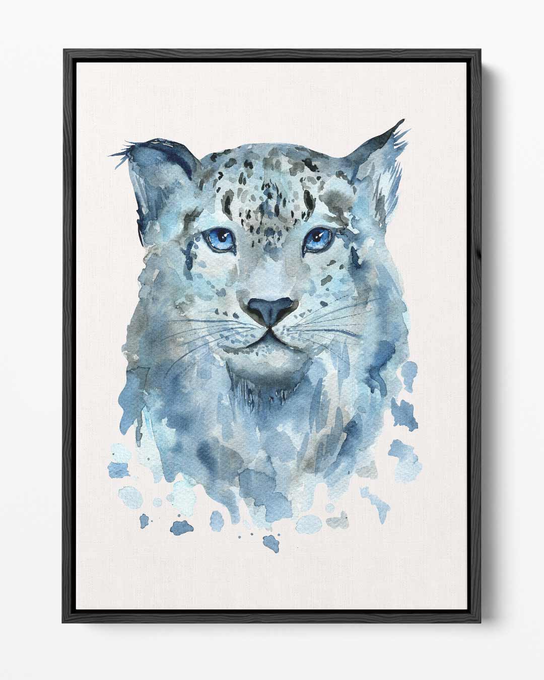 Blauwe Sneeuwluipaard Kunst Kunstwerk-canvas-dibond-plexiglas-wanddecoratie-WallArtistic