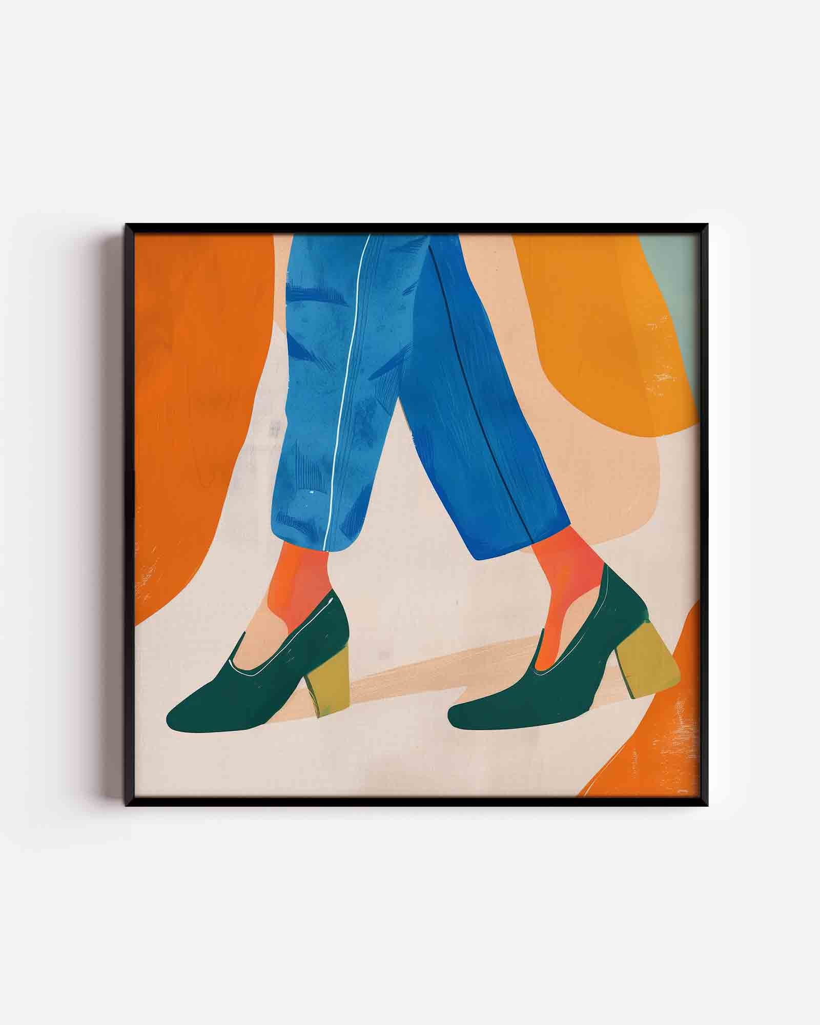 Stappen in blauwe broek Poster