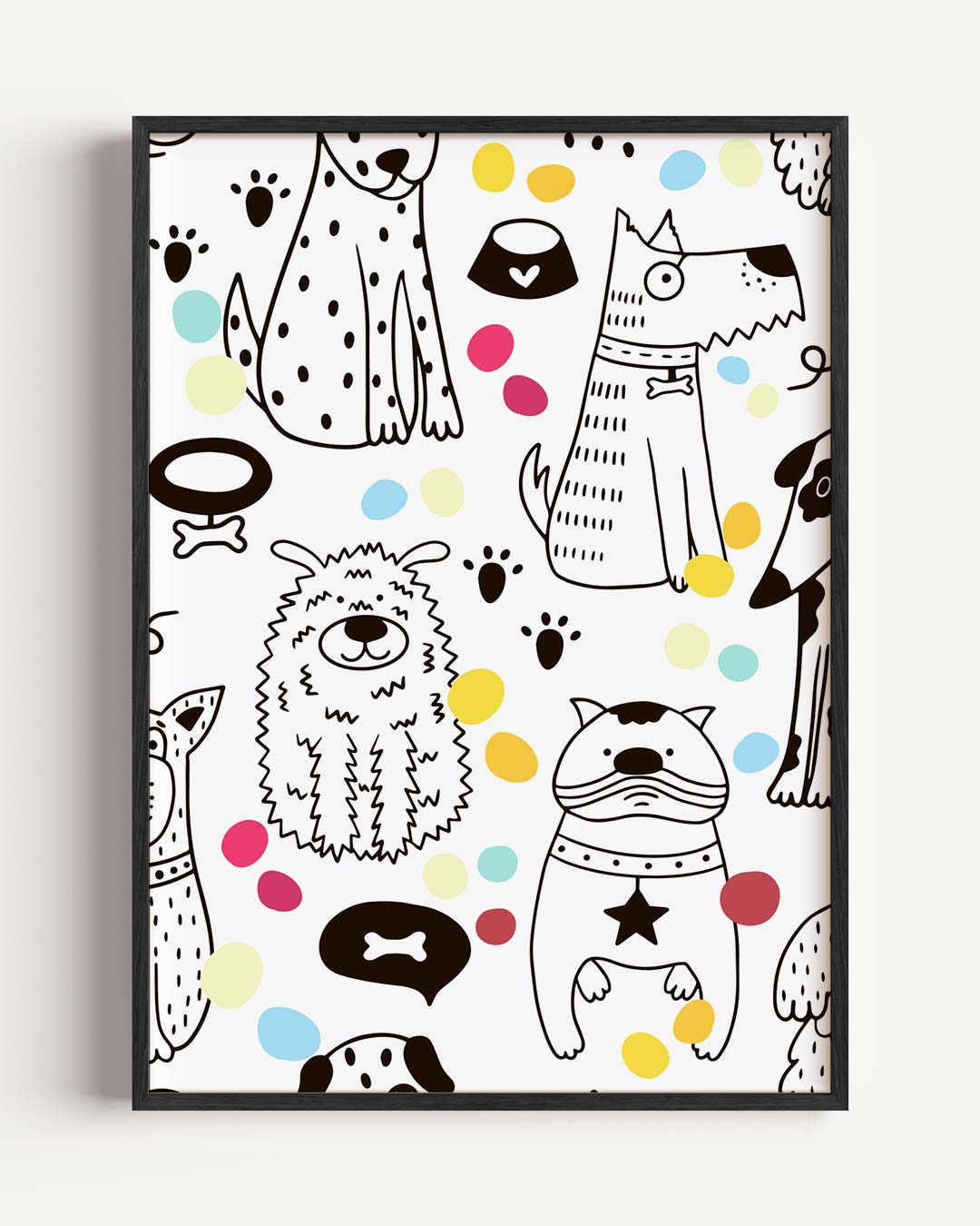 Speelse Honden Illustratie Poster-WallArtistic