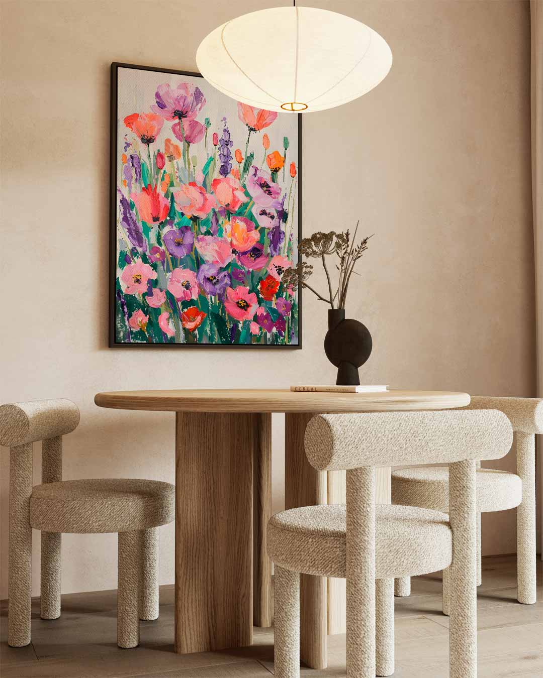 Vrolijke Bloemenexplosie Kunstwerk-canvas-dibond-plexiglas-wanddecoratie-WallArtistic
