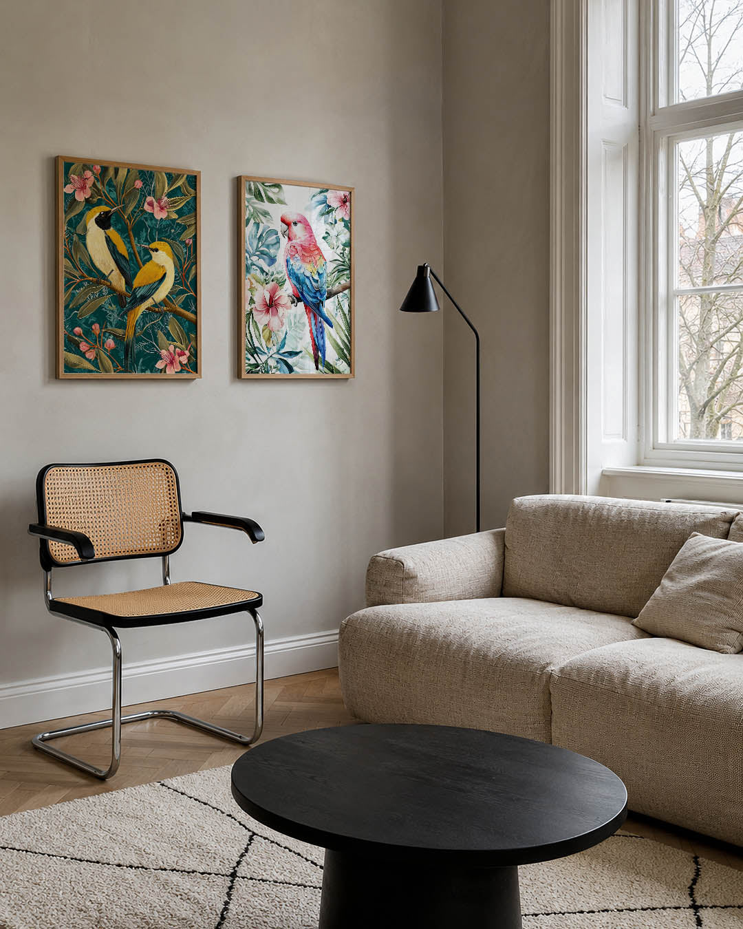 Vogels en bloemen Posterset