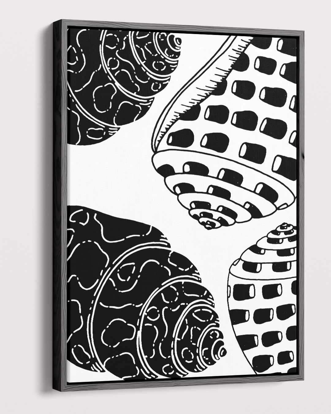Schelpenpatroon in Zwart-Wit Kunstwerk-canvas-dibond-plexiglas-wanddecoratie-WallArtistic
