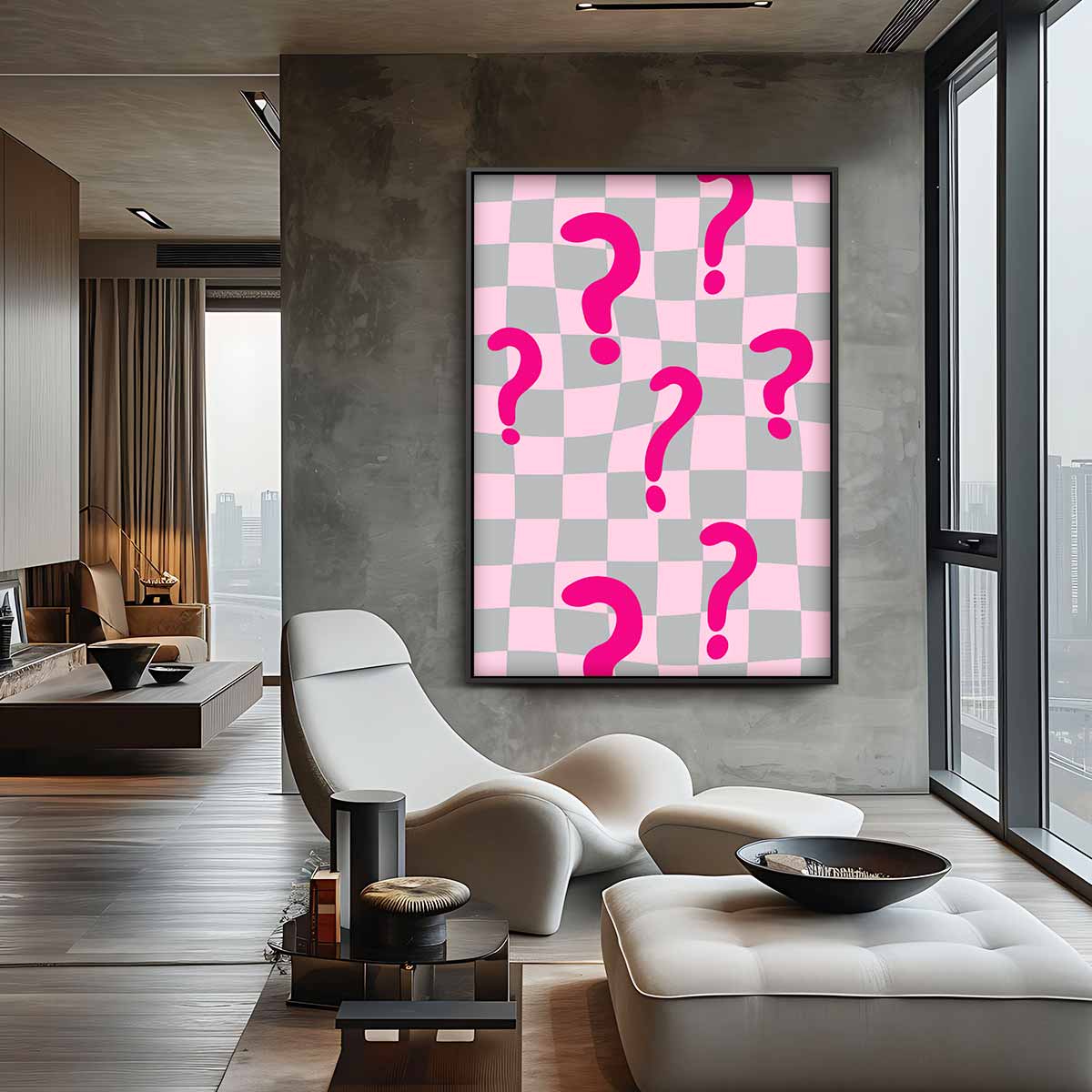 Verwrongen Vraagtekens Kunstwerk-canvas-dibond-plexiglas-wanddecoratie-WallArtistic