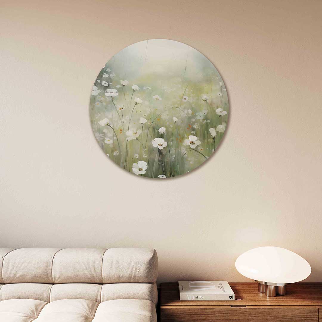 Witte bloemen Muurcirkel