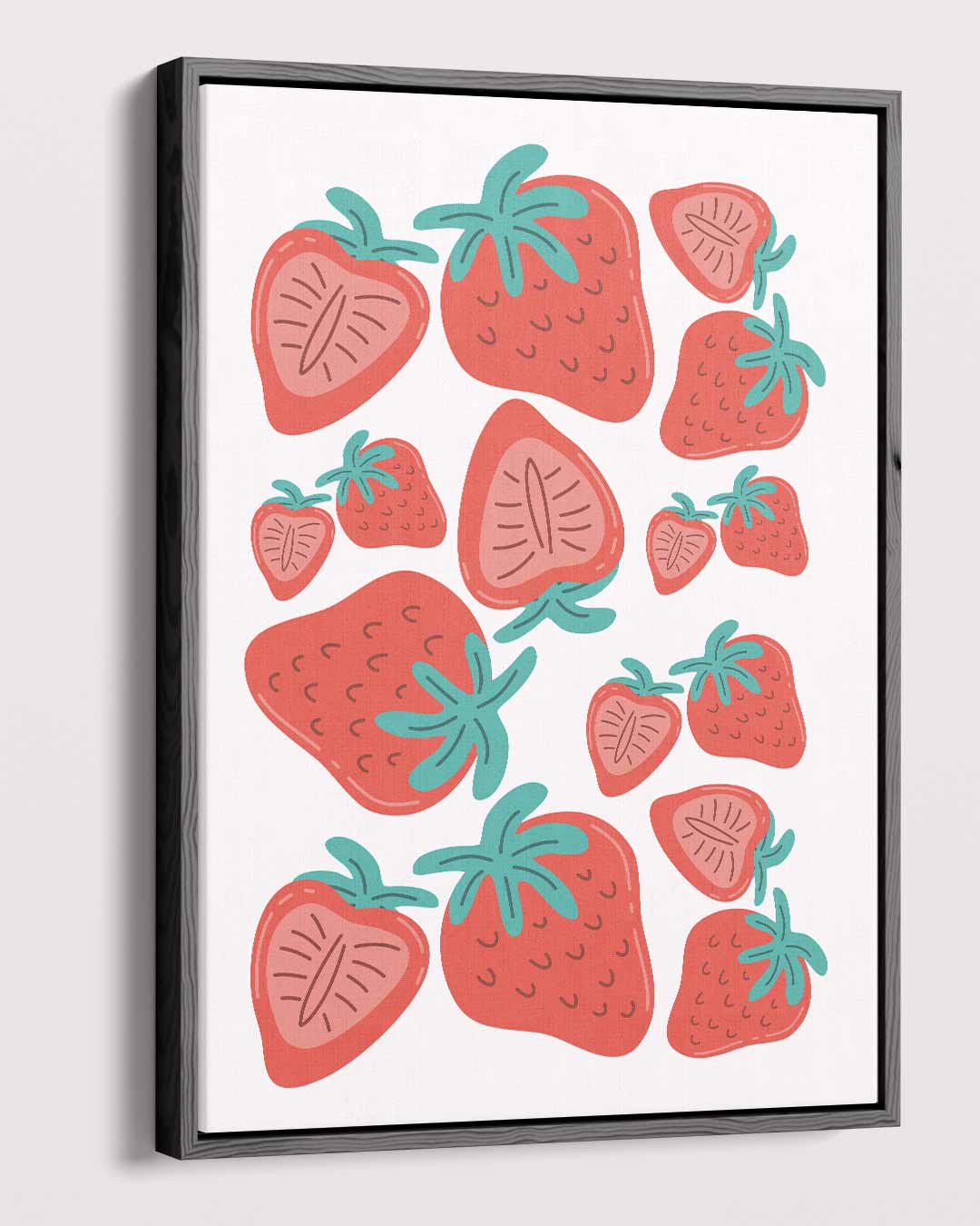 Vrolijke Aardbeien Kunstwerk-canvas-dibond-plexiglas-wanddecoratie-WallArtistic