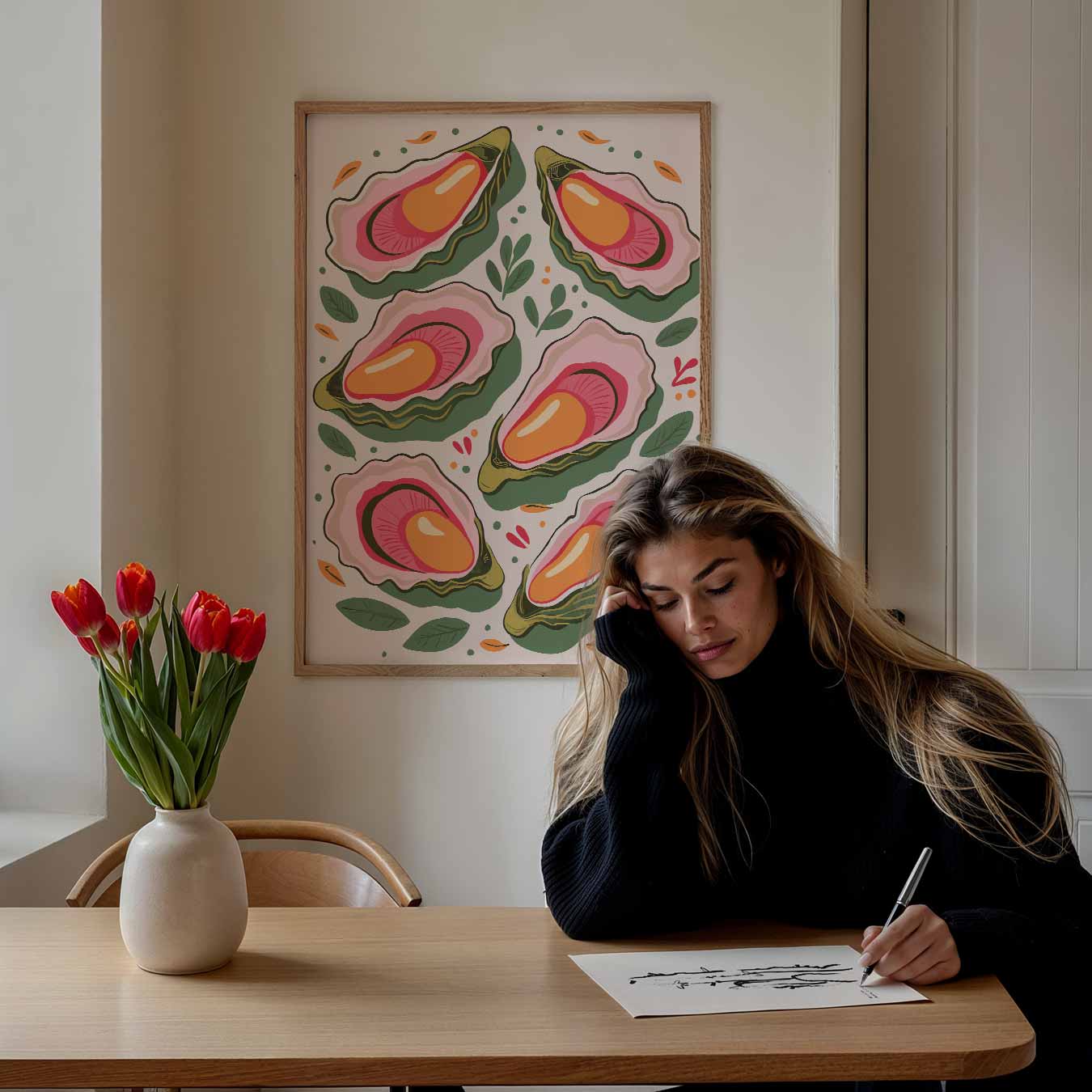 Kleurrijke Oester Illustratie Poster-WallArtistic