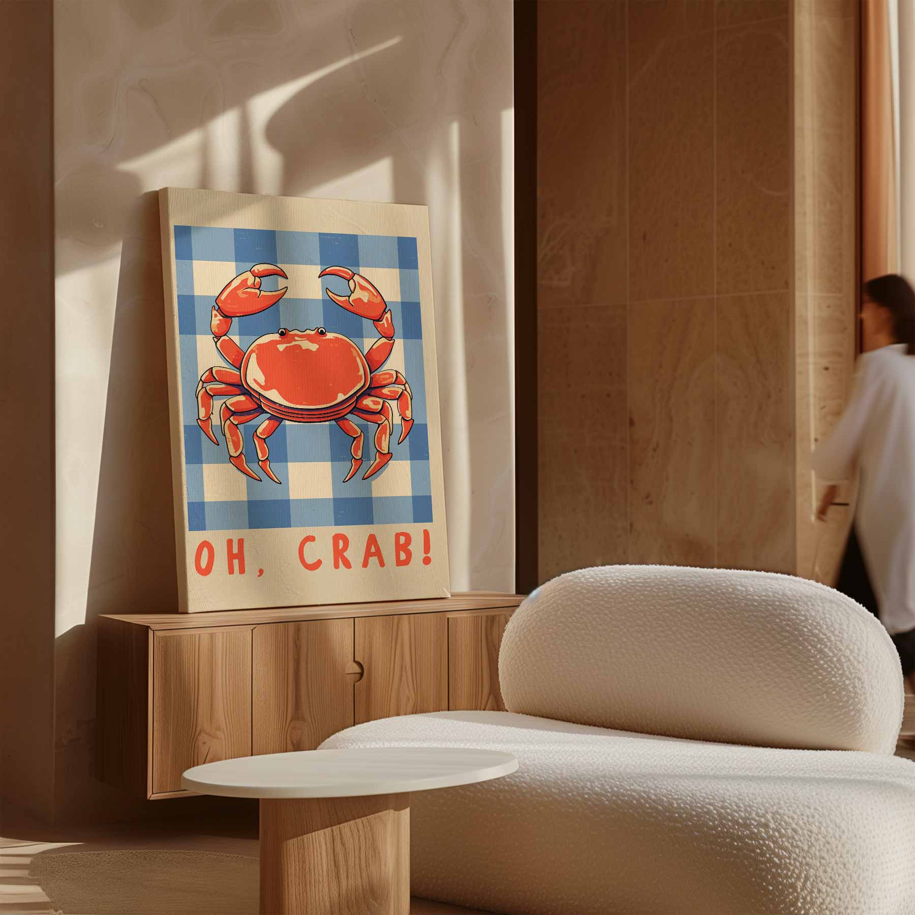 Oh Crab! Speelse Krab Illustratie Kunstwerk-canvas-dibond-plexiglas-wanddecoratie-WallArtistic
