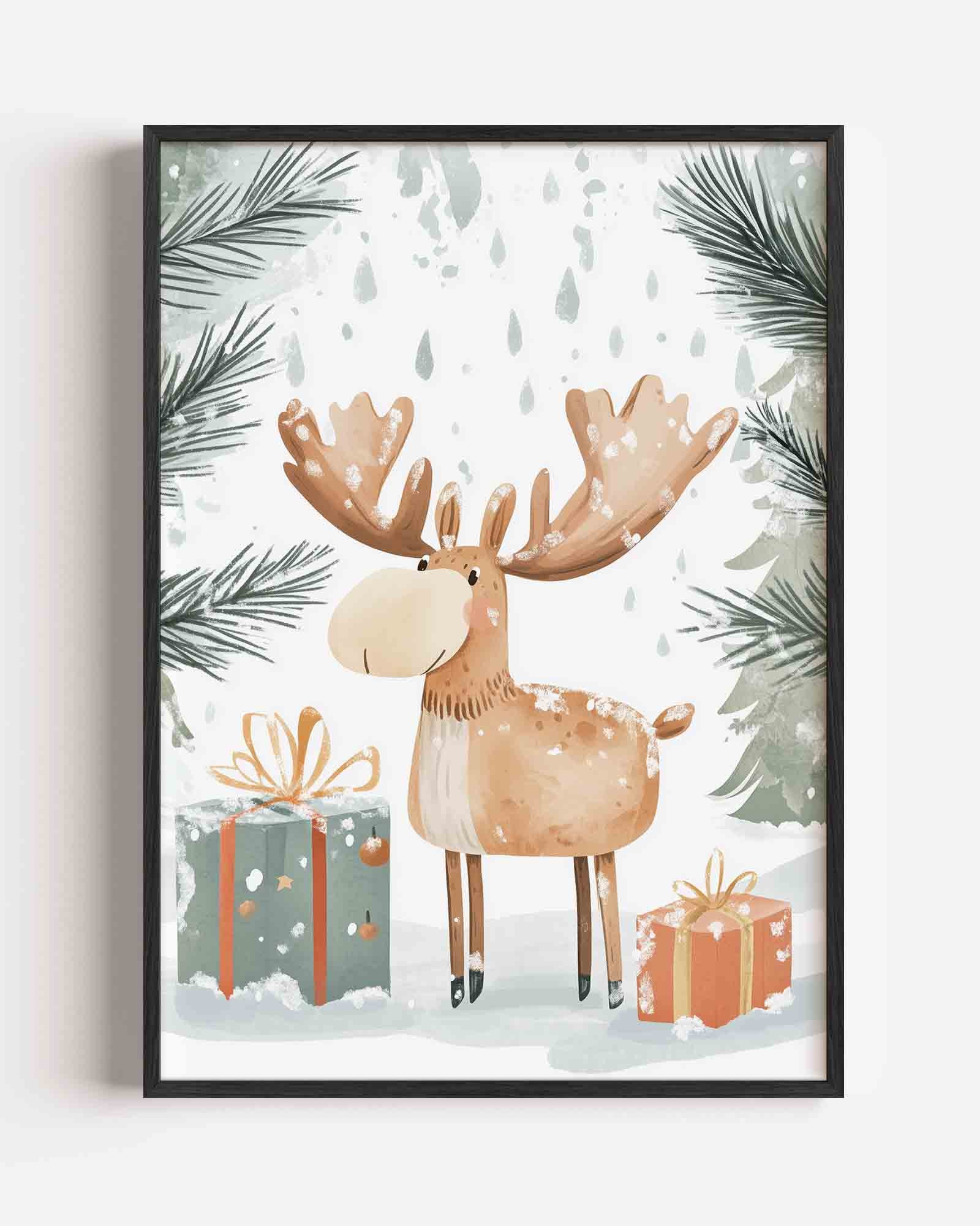 Rendier met cadeaus Poster