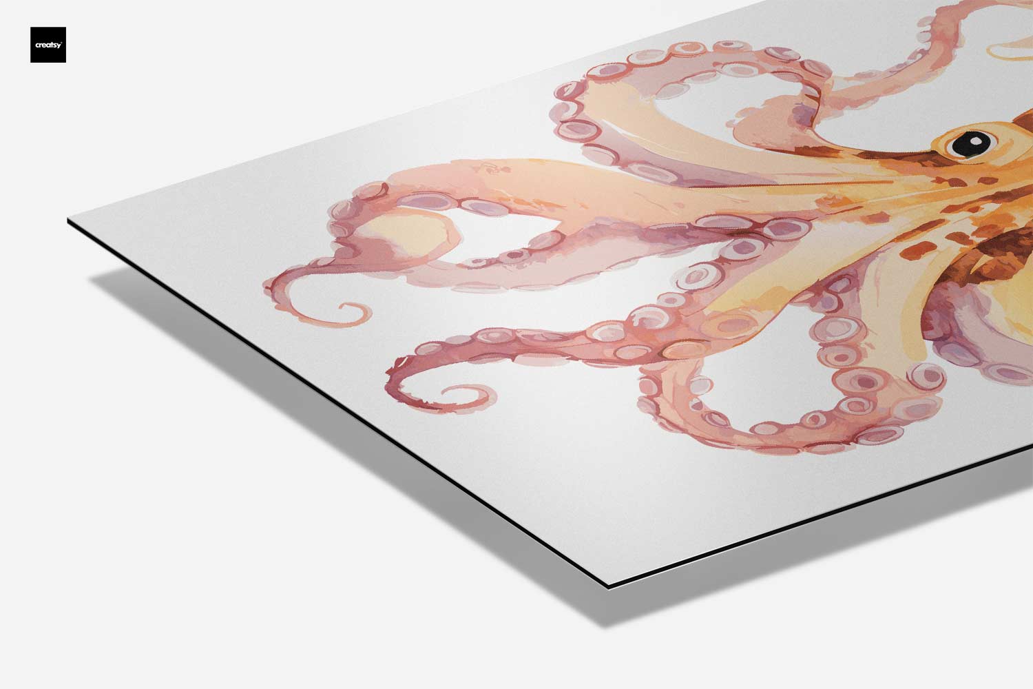 Vrolijke Octopus Illustratie Kunstwerk-canvas-dibond-plexiglas-wanddecoratie-WallArtistic