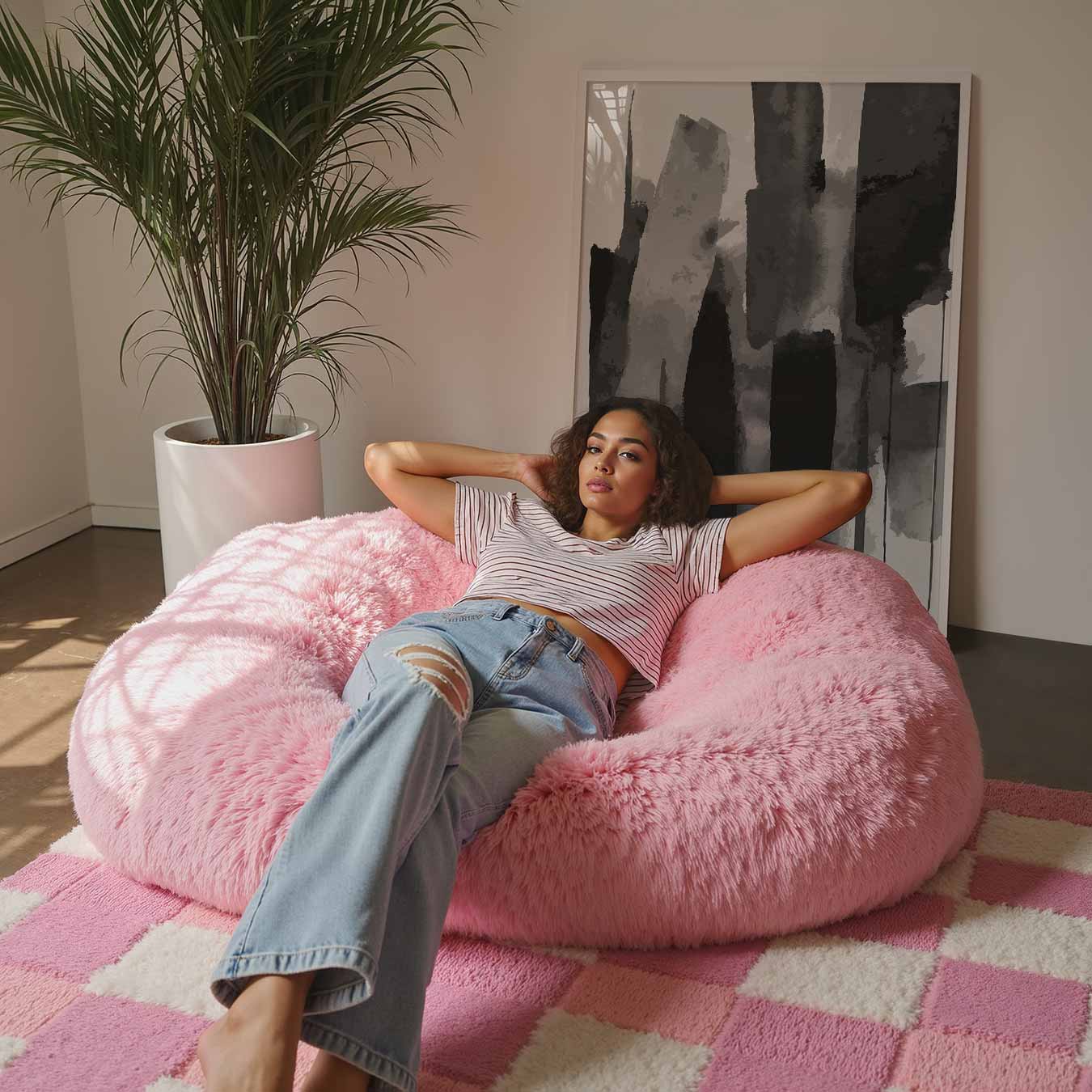 Abstracte Grijstinten Kunstposter-WallArtistic