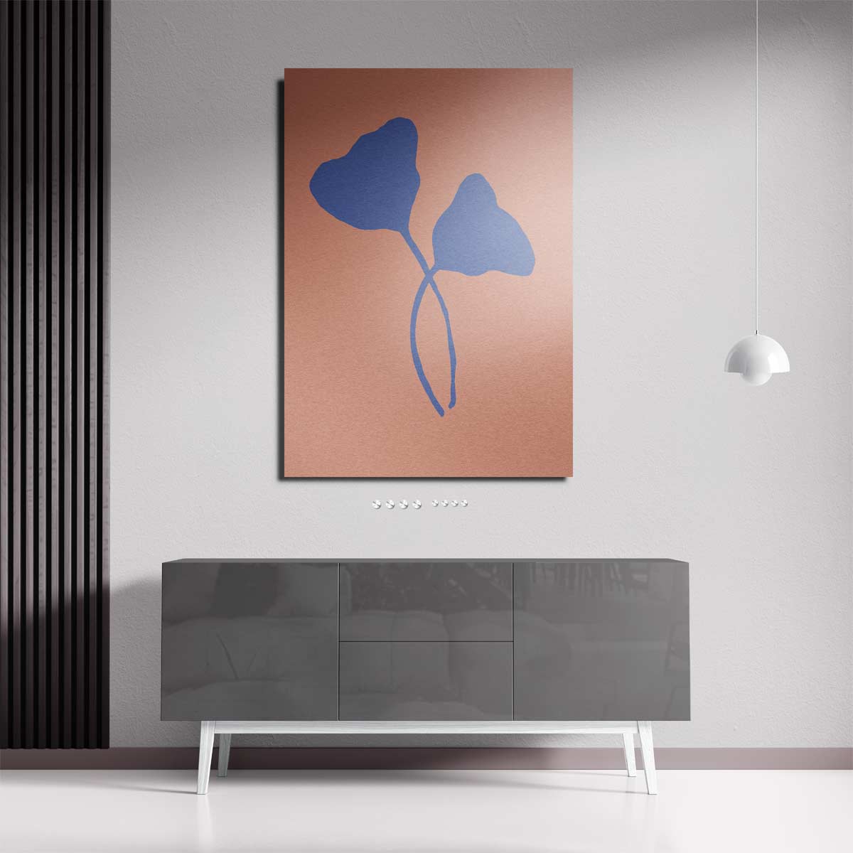 Abstracte Blauwe Blaadjes Kunstwerk-canvas-dibond-plexiglas-wanddecoratie-WallArtistic