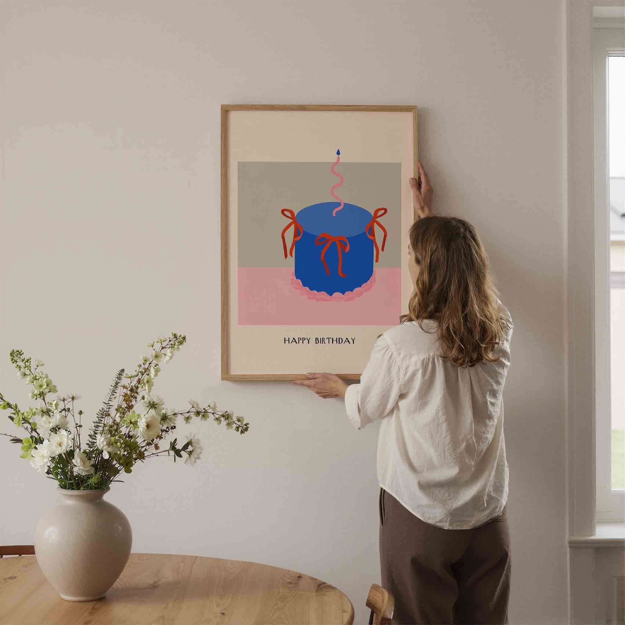 Verjaardagstaart met kaars Poster