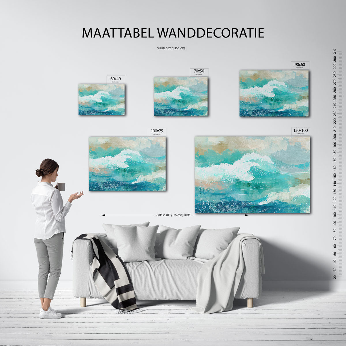 Dynamische oceaangolven Kunstwerk