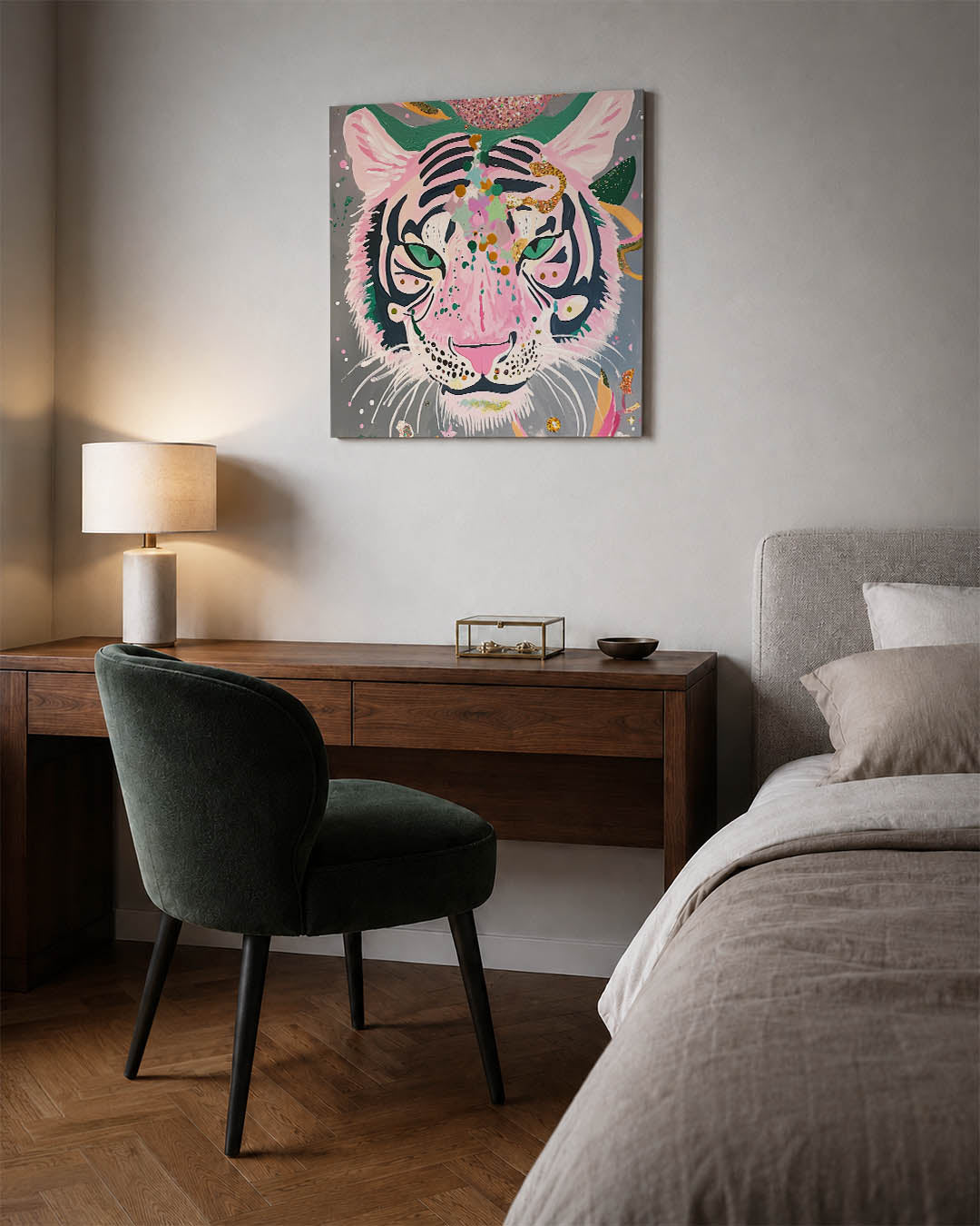 Kleurrijke tijgerkop Kunstwerk