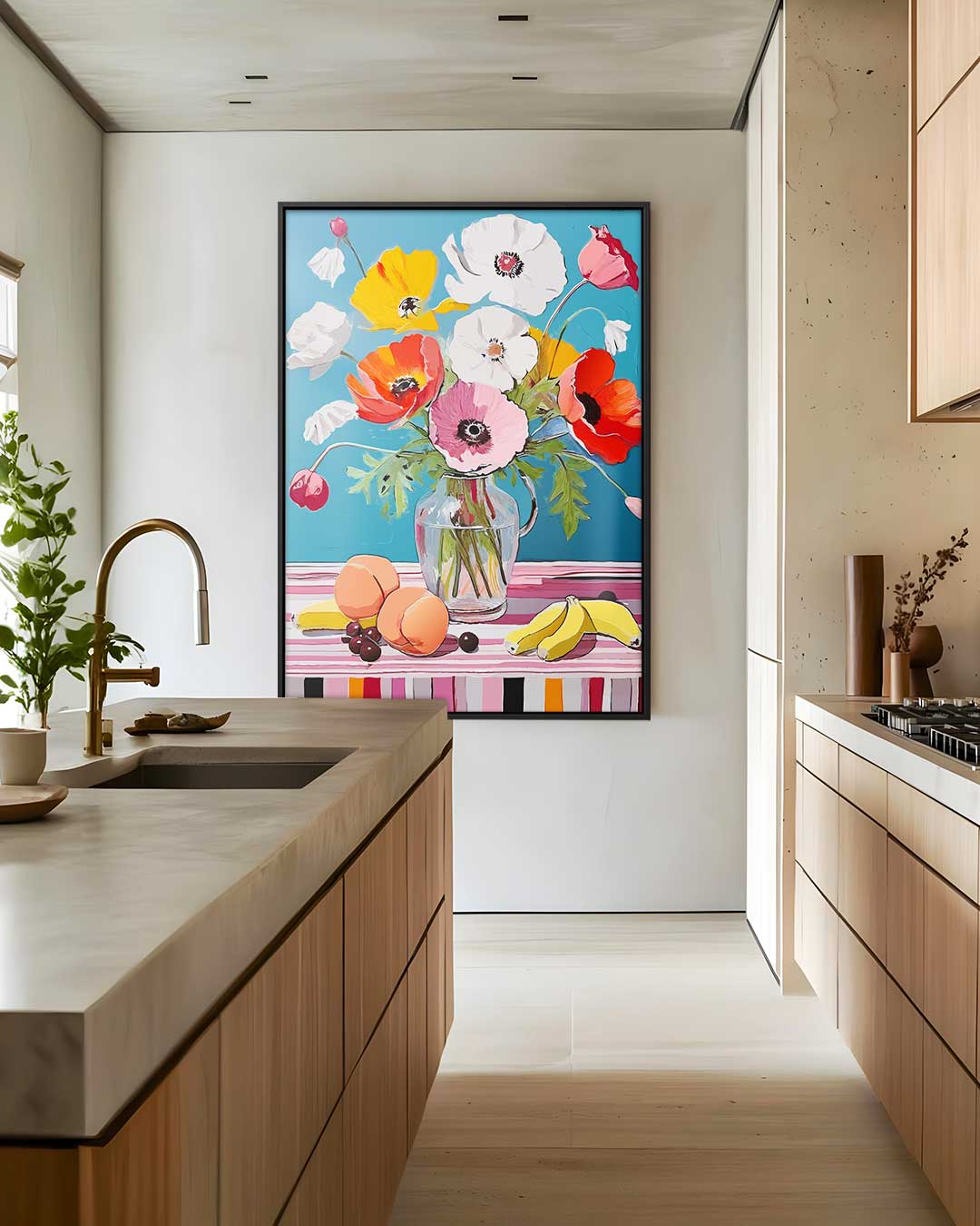 Bloemenpracht met Fruitschaal Kunstwerk-canvas-dibond-plexiglas-wanddecoratie-WallArtistic