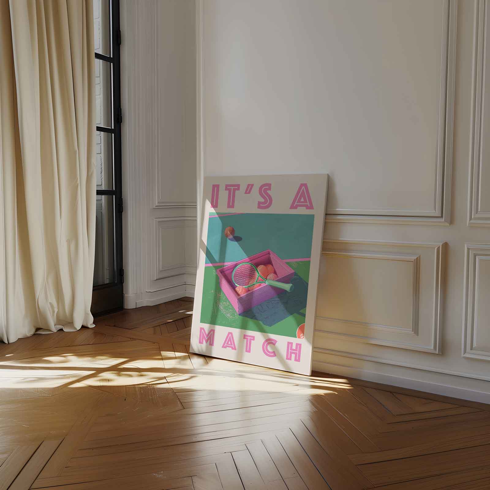 It's a Match - Retro Tennis Kunstwerk-canvas-dibond-plexiglas-wanddecoratie-WallArtistic