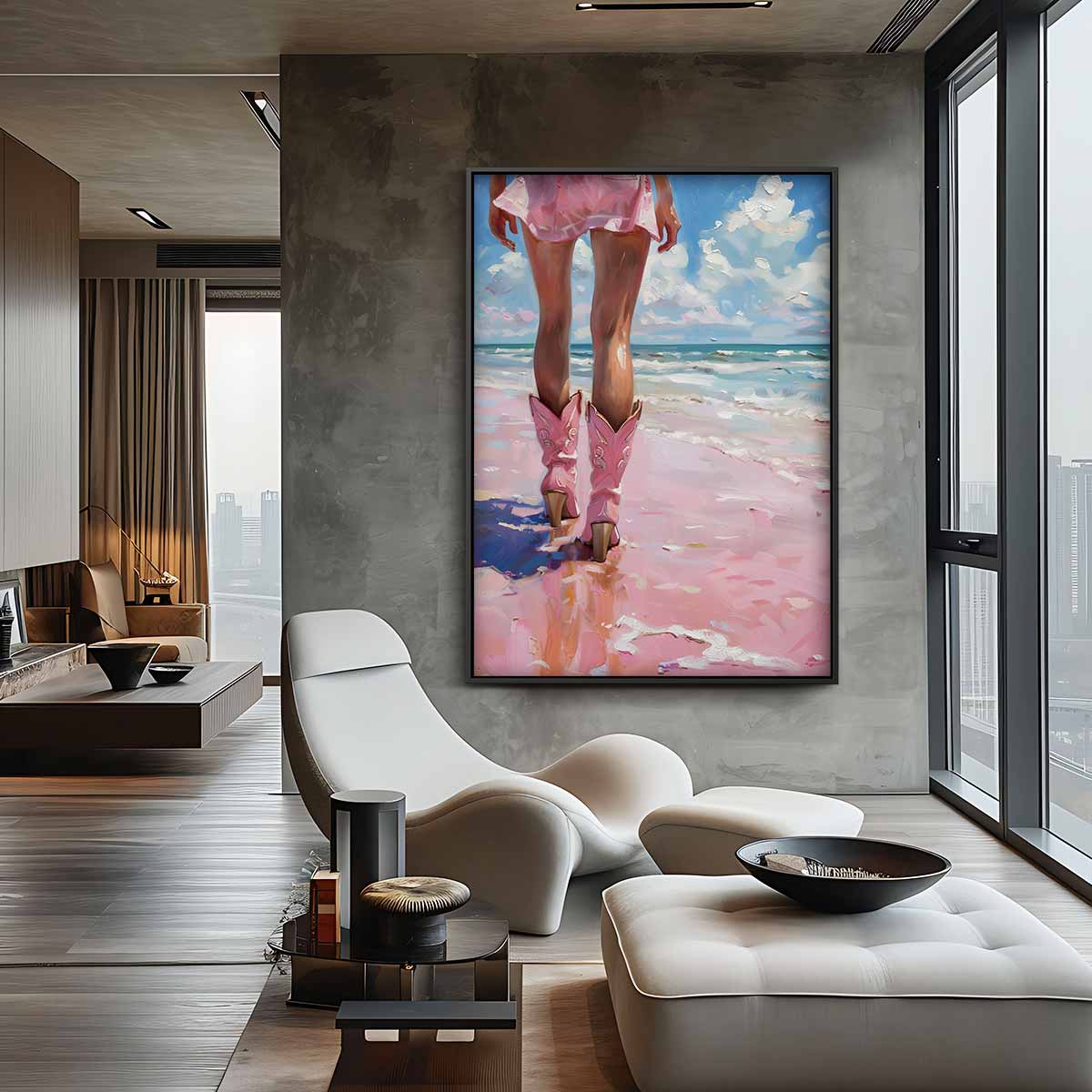 Wandeling op het Strand Kunstwerk-canvas-dibond-plexiglas-wanddecoratie-WallArtistic