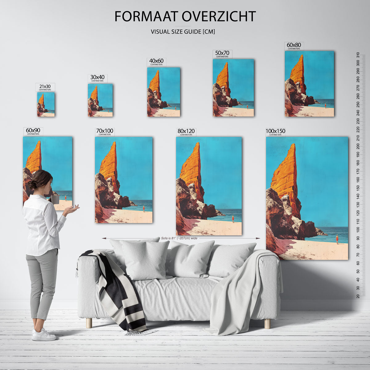 Rotsformatie en strand Poster